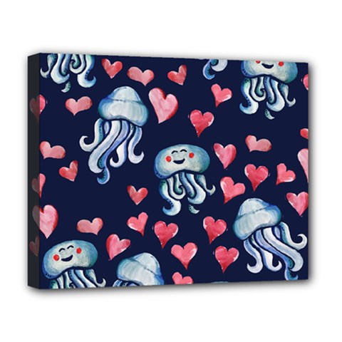 Jellyfish Love Deluxe Canvas 20  X 16   by BubbSnugg