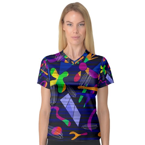 Colorful Dream Women s V-neck Sport Mesh Tee by Valentinaart