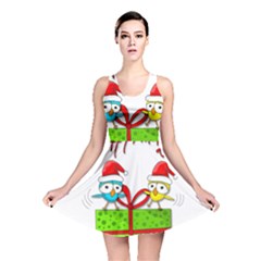 Cute Xmas Birds Reversible Skater Dress by Valentinaart