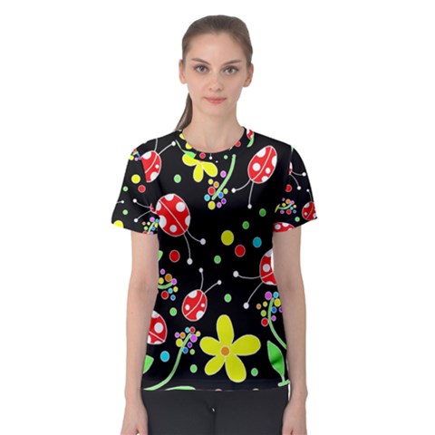 Flowers And Ladybugs Women s Sport Mesh Tee by Valentinaart