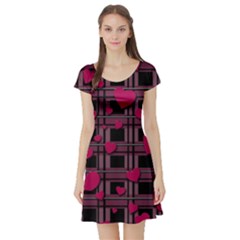 Harts Pattern Short Sleeve Skater Dress by Valentinaart