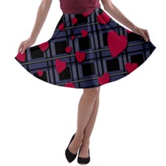 Decorative Love A-line Skater Skirt by Valentinaart