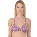 Pink plaid pattern Reversible Tri Bikini Top View1