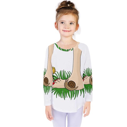 Barefoot In The Grass Kids  Long Sleeve Tee by Valentinaart