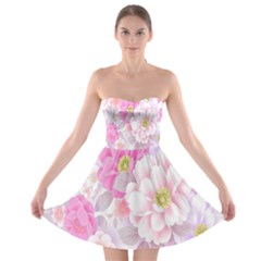 Cute Pink Flower Pattern  Strapless Bra Top Dress by Brittlevirginclothing