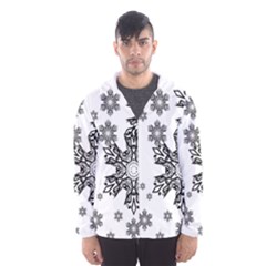 Black And White Snowflakes Hooded Wind Breaker (men) by Brittlevirginclothing