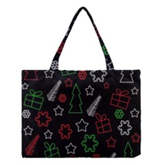 Green And  Red Xmas Pattern Medium Tote Bag by Valentinaart