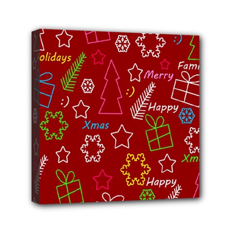 Red Xmas Pattern Mini Canvas 6  X 6  by Valentinaart