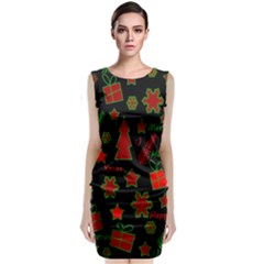 Red And Green Xmas Pattern Classic Sleeveless Midi Dress by Valentinaart