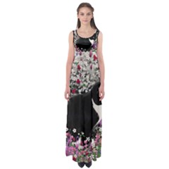 Freckles In Flowers Ii, Black White Tux Cat Empire Waist Maxi Dress by DianeClancy