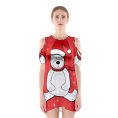 Polar Bear - Red Cutout Shoulder Dress by Valentinaart