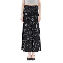 Black Xmas Pattern Maxi Skirts by Valentinaart