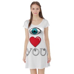 I Love You Short Sleeve Skater Dress by Valentinaart