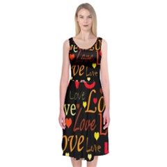 Love Pattern 3 Midi Sleeveless Dress by Valentinaart