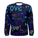 Blue love pattern Men s Long Sleeve Tee View1