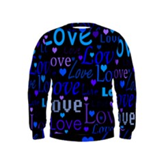 Blue Love Pattern Kids  Sweatshirt by Valentinaart