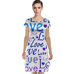 Blue And Purple Love Pattern Cap Sleeve Nightdress by Valentinaart