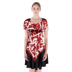 Valentine s Day Design Short Sleeve V-neck Flare Dress by Valentinaart