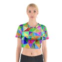 Triangles, colorful watercolor art  painting Cotton Crop Top View1