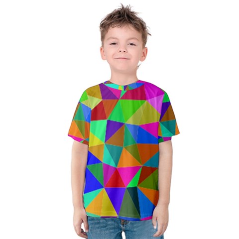 Colorful Triangles, Oil Painting Art Kids  Cotton Tee by picsaspassion