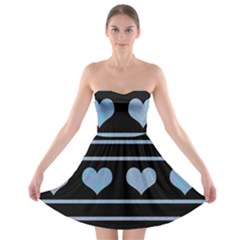 Blue Harts Pattern Strapless Bra Top Dress by Valentinaart