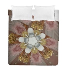 Elegant Antique Pink Kaleidoscope Flower Gold Chic Stylish Classic Design Duvet Cover Double Side (full/ Double Size) by yoursparklingshop