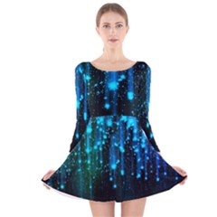 Abstract Stars Falling Wallpapers Hd Long Sleeve Velvet Skater Dress by Brittlevirginclothing