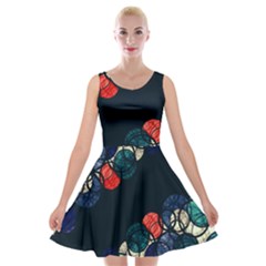 Orange And Blue Bubbles Velvet Skater Dress by Valentinaart