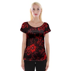 Small Red Roses Women s Cap Sleeve Top by Brittlevirginclothing