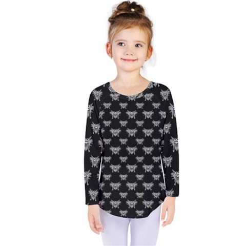 Body Part Monster Illustration Pattern Kids  Long Sleeve Tee by dflcprintsclothing