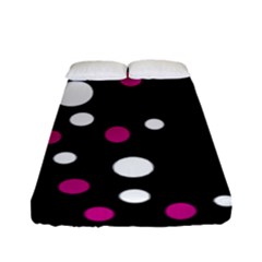 Pink And White Dots Fitted Sheet (full/ Double Size) by Valentinaart