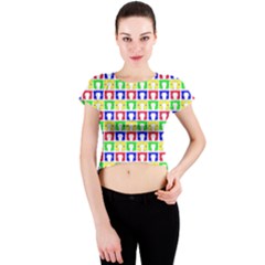 Colorful Curtains Seamless Pattern Crew Neck Crop Top by Amaryn4rt