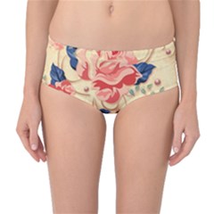 Beautiful Pink Roses Mid-waist Bikini Bottoms by Brittlevirginclothing