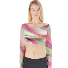 Abstract Colorful Background Wavy Long Sleeve Crop Top by Amaryn4rt