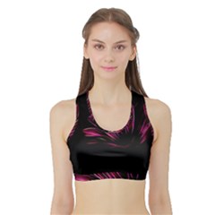 Purple Flower Pattern Design Abstract Background Sports Bra With Border by Amaryn4rt