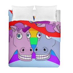 Unicorn Love Duvet Cover Double Side (full/ Double Size) by Valentinaart