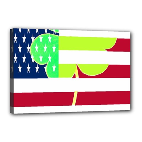 Usa Ireland American Flag Shamrock Irish Funny St Patrick Country Flag  Canvas 18  X 12  by yoursparklingshop