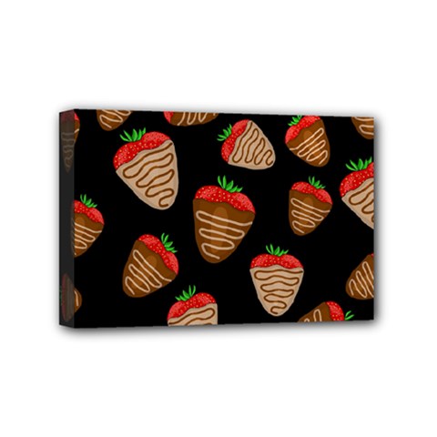 Chocolate Strawberries Pattern Mini Canvas 6  X 4  by Valentinaart