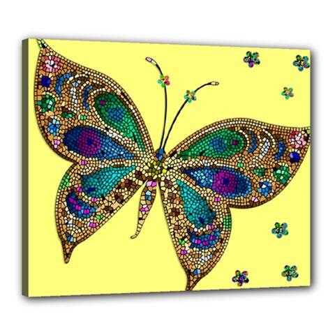 Butterfly Mosaic Yellow Colorful Canvas 24  X 20  by Amaryn4rt