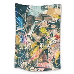 Art Graffiti Abstract Vintage Lines Large Tapestry by Amaryn4rt