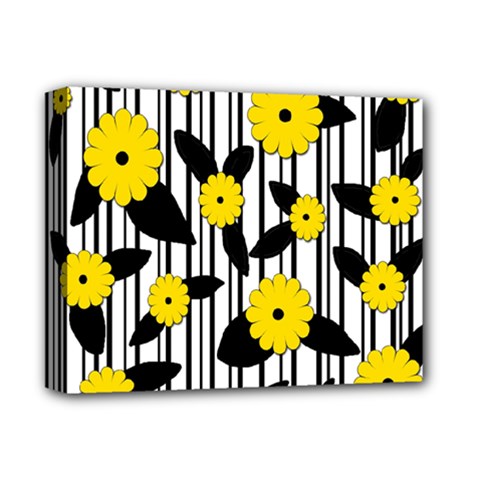 Yellow Floral Pattern Deluxe Canvas 14  X 11  by Valentinaart