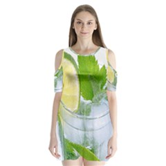 Cold Drink Lime Drink Cocktail Shoulder Cutout Velvet  One Piece by Amaryn4rt