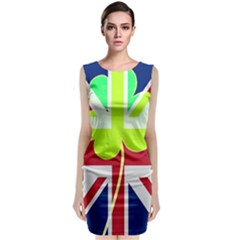 Irish British Shamrock United Kingdom Ireland Funny St  Patrick Flag Sleeveless Velvet Midi Dress by yoursparklingshop