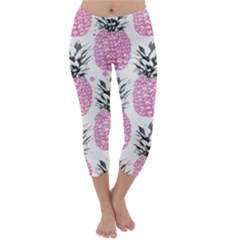 Cute Pink Pineapple  Capri Winter Leggings  by Brittlevirginclothing