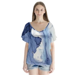 Paint In Water Flutter Sleeve Top by Brittlevirginclothing