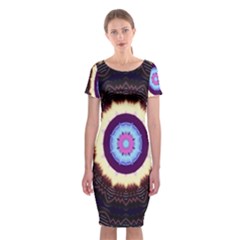 Mandala Art Design Pattern Ornament Flower Floral Classic Short Sleeve Midi Dress by Amaryn4rt