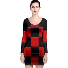 Black And Red Backgrounds Long Sleeve Bodycon Dress by Amaryn4rt