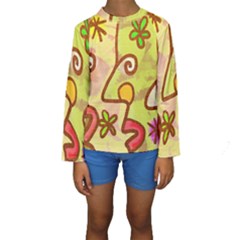 Abstract Faces Abstract Spiral Kids  Long Sleeve Swimwear by Amaryn4rt