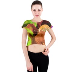 Umbrellas Parasols Design Rain Crew Neck Crop Top by Amaryn4rt