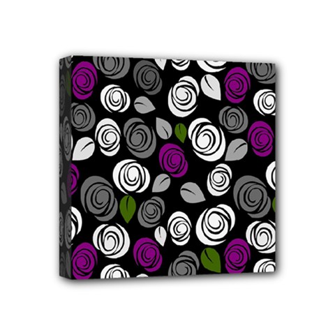 Purple Roses Pattern Mini Canvas 4  X 4  by Valentinaart